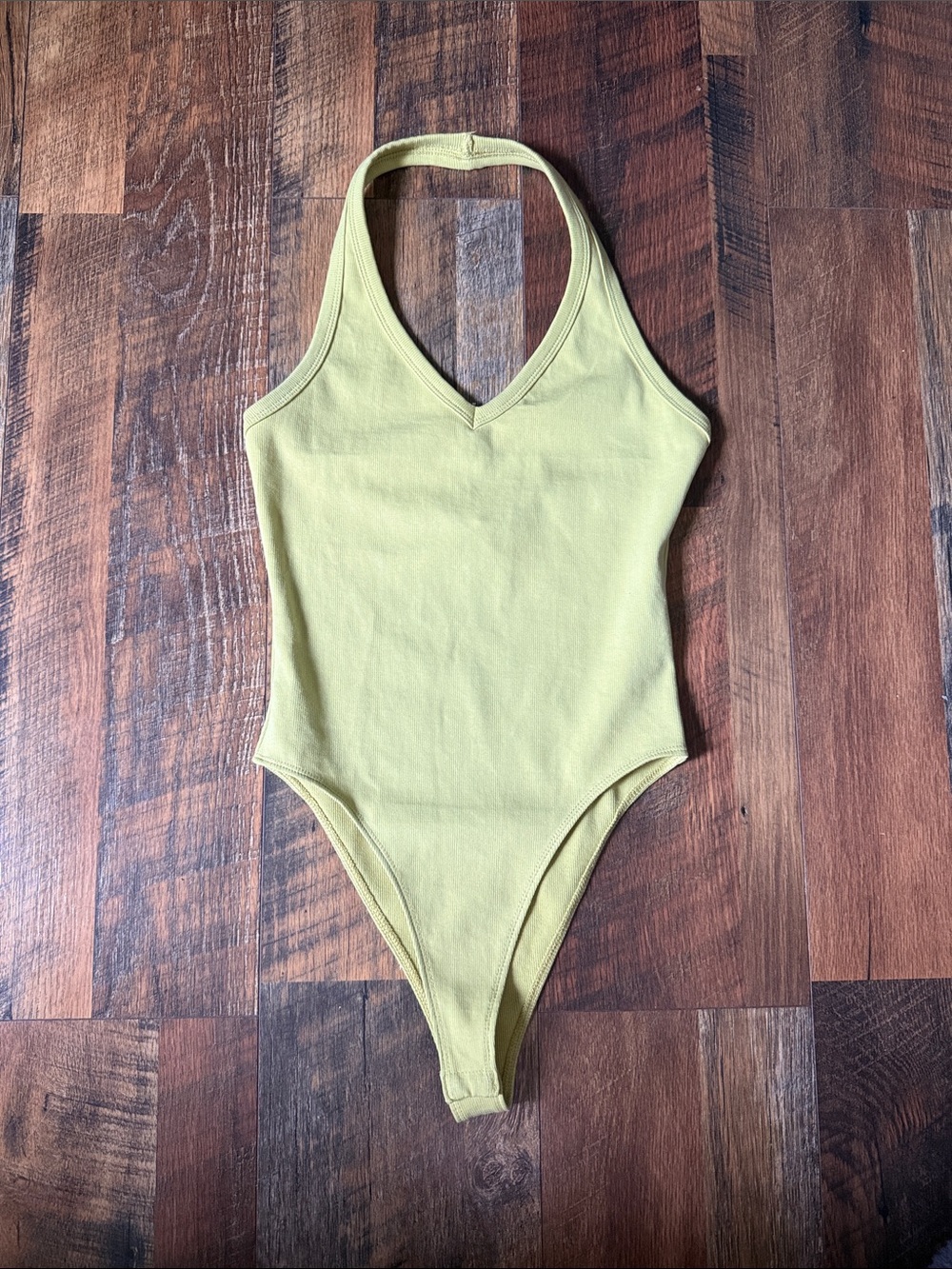 Women's Halter V-Neck Bodysuit in Light Green